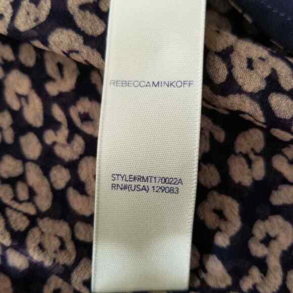 Rebecca Minkoff Blouse Flutter Sleeves Tassel Tie Animal Print Lined Size Small - Picture 8 of 10